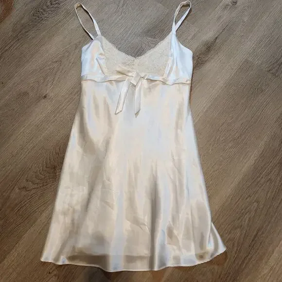 Jones New York Women White Slip Nightgown Robe Medium Lace Trim Adjustable Bride - Picture 3 of 9